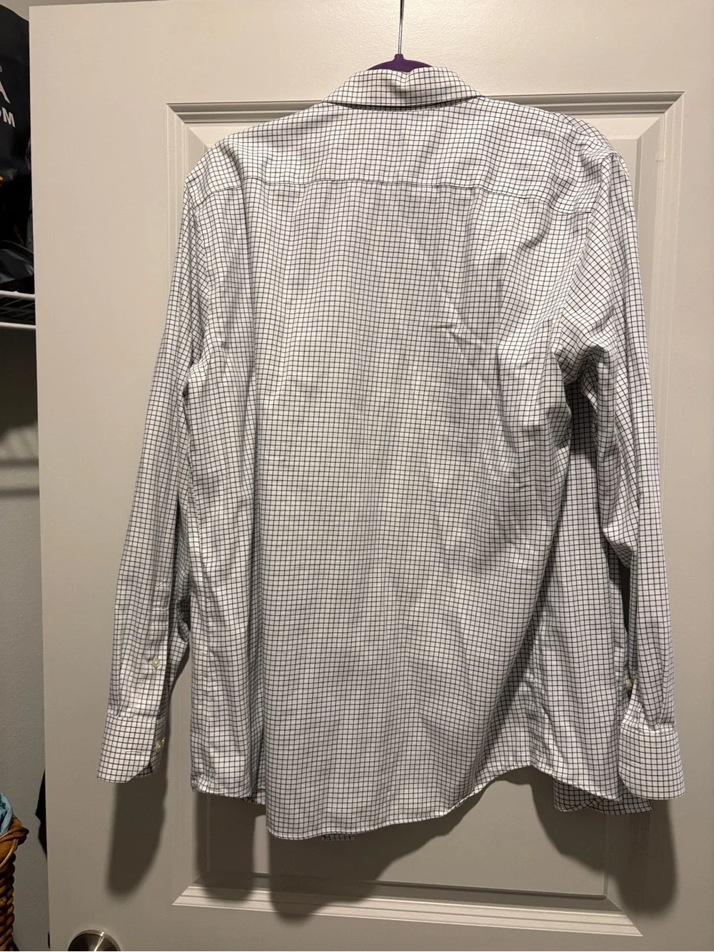 Banana Republic White Shirt with Navy Grid Check